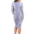 Puakenikeni and Maile Lei Long Sleeve Bodycon Dress Purple Double Strand Lei