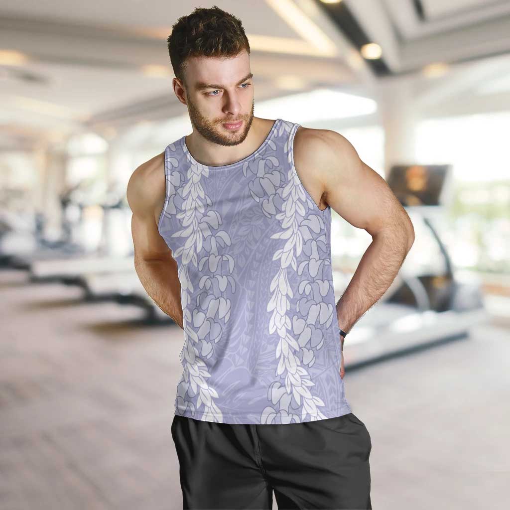 Puakenikeni and Maile Lei Men Tank Top Purple Double Strand Lei