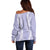 Puakenikeni and Maile Lei Off Shoulder Sweater Purple Double Strand Lei