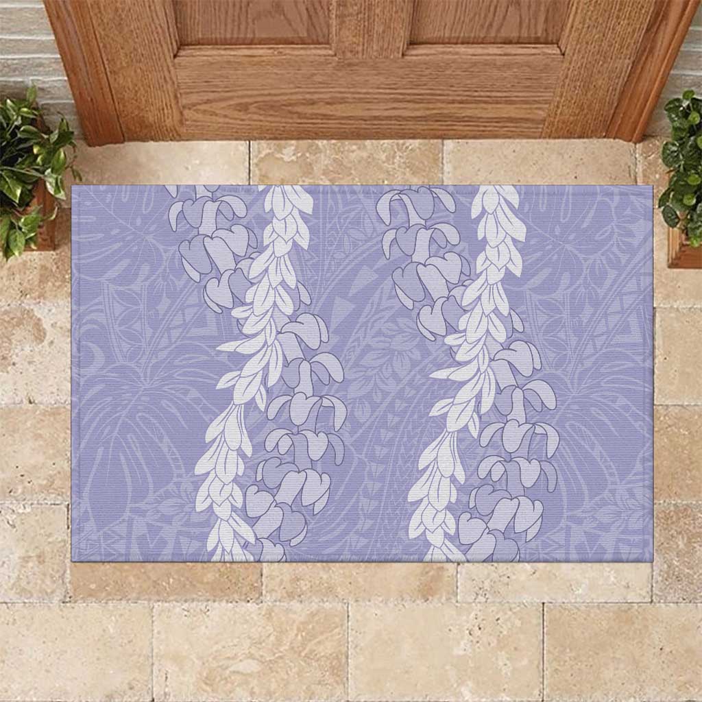 Puakenikeni and Maile Lei Rubber Doormat Purple Double Strand Lei