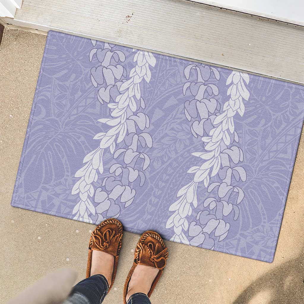 Puakenikeni and Maile Lei Rubber Doormat Purple Double Strand Lei