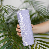 Puakenikeni and Maile Lei Skinny Tumbler Purple Double Strand Lei