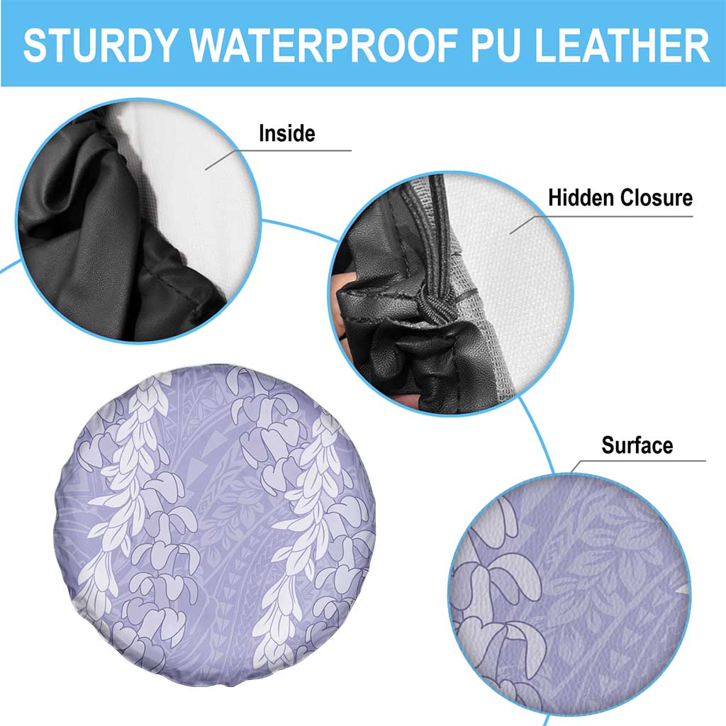 Puakenikeni and Maile Lei Spare Tire Cover Purple Double Strand Lei