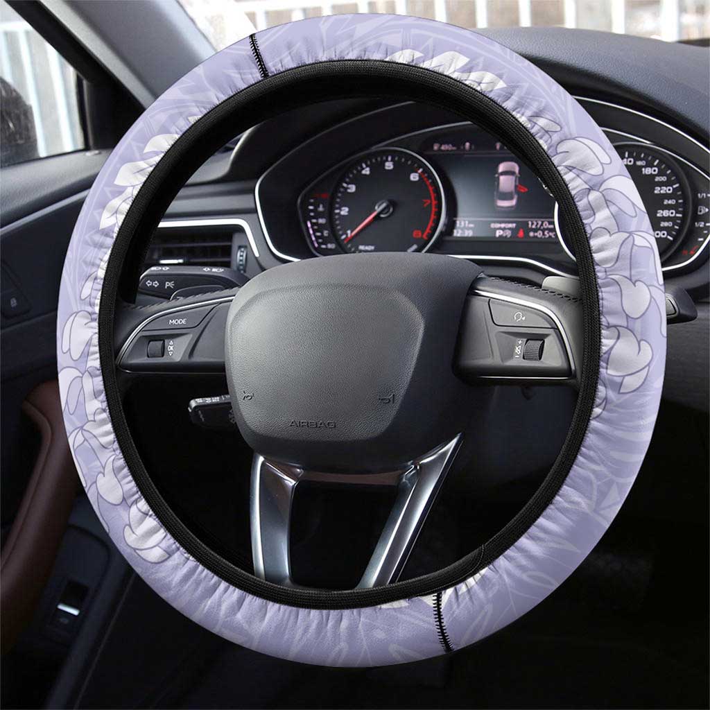 Puakenikeni and Maile Lei Steering Wheel Cover Purple Double Strand Lei