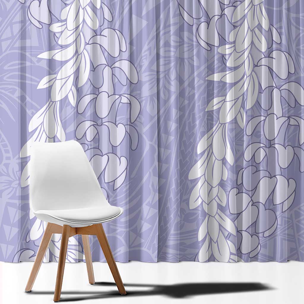 Puakenikeni and Maile Lei Window Curtain Purple Double Strand Lei