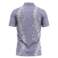Puakenikeni and Maile Lei Zipper Polo Shirt Purple Double Strand Lei - Polynesian Pride