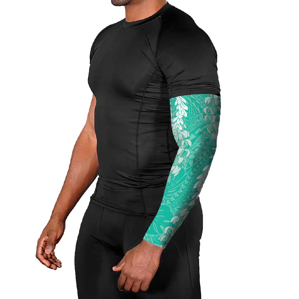 Puakenikeni and Maile Lei Arm Sleeves Sage Green Double Strand Lei - Polynesian Pride