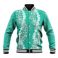 Puakenikeni and Maile Lei Baseball Jacket Sage Green Double Strand Lei
