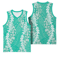 Puakenikeni and Maile Lei Basketball Jersey Sage Green Double Strand Lei - Polynesian Pride