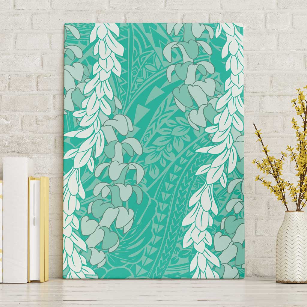 Puakenikeni and Maile Lei Canvas Wall Art Sage Green Double Strand Lei
