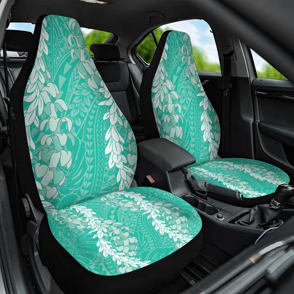 Puakenikeni and Maile Lei Car Seat Cover Sage Green Double Strand Lei