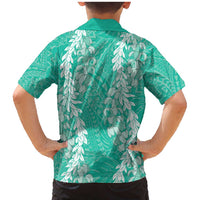 Puakenikeni and Maile Lei Family Matching Mermaid Dress and Hawaiian Shirt Sage Green Double Strand Lei LT9 - Polynesian Pride