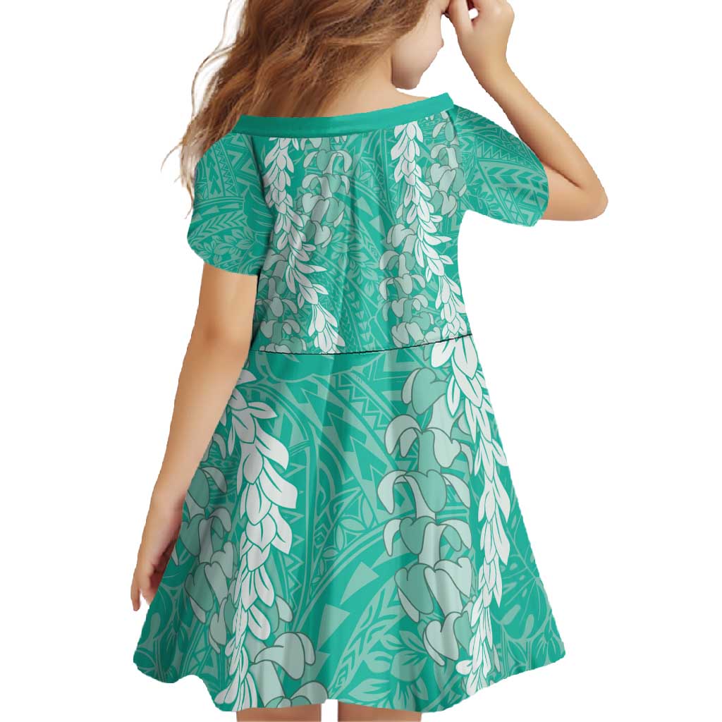 Puakenikeni and Maile Lei Family Matching Summer Maxi Dress and Hawaiian Shirt Sage Green Double Strand Lei LT9 - Polynesian Pride