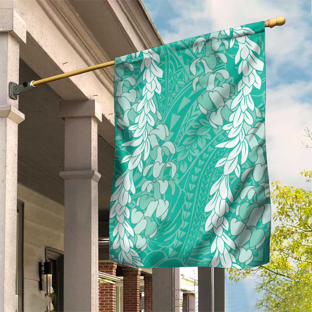 Puakenikeni and Maile Lei Garden Flag Sage Green Double Strand Lei LT9 House Flag Sage Green - Polynesian Pride
