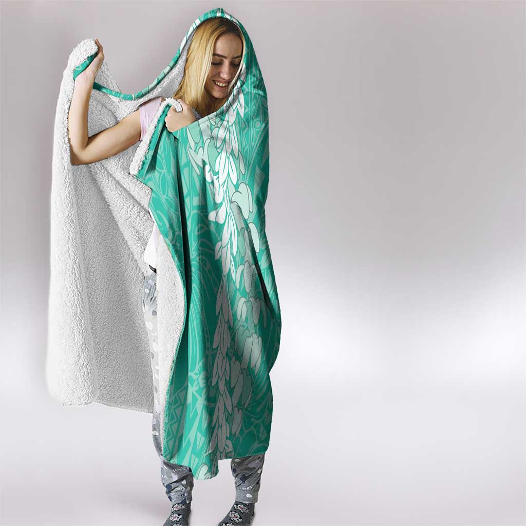 Puakenikeni and Maile Lei Hooded Blanket Sage Green Double Strand Lei