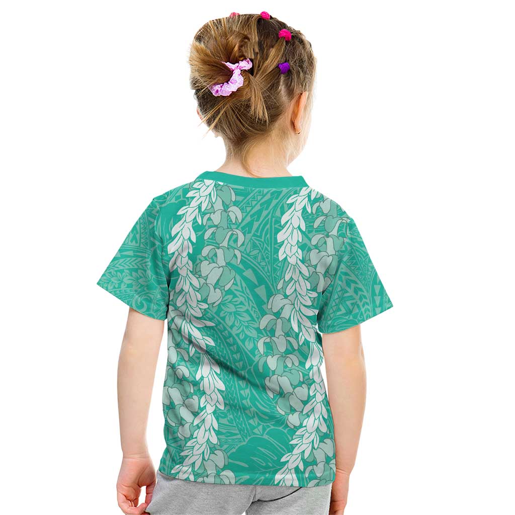Puakenikeni and Maile Lei Kid T Shirt Sage Green Double Strand Lei