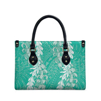 Puakenikeni and Maile Lei Leather Bag Sage Green Double Strand Lei LT9 - Polynesian Pride