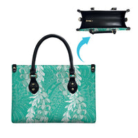 Puakenikeni and Maile Lei Leather Bag Sage Green Double Strand Lei LT9 - Polynesian Pride