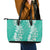 Puakenikeni and Maile Lei Leather Tote Bag Sage Green Double Strand Lei