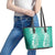 Puakenikeni and Maile Lei Leather Tote Bag Sage Green Double Strand Lei