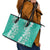 Puakenikeni and Maile Lei Leather Tote Bag Sage Green Double Strand Lei