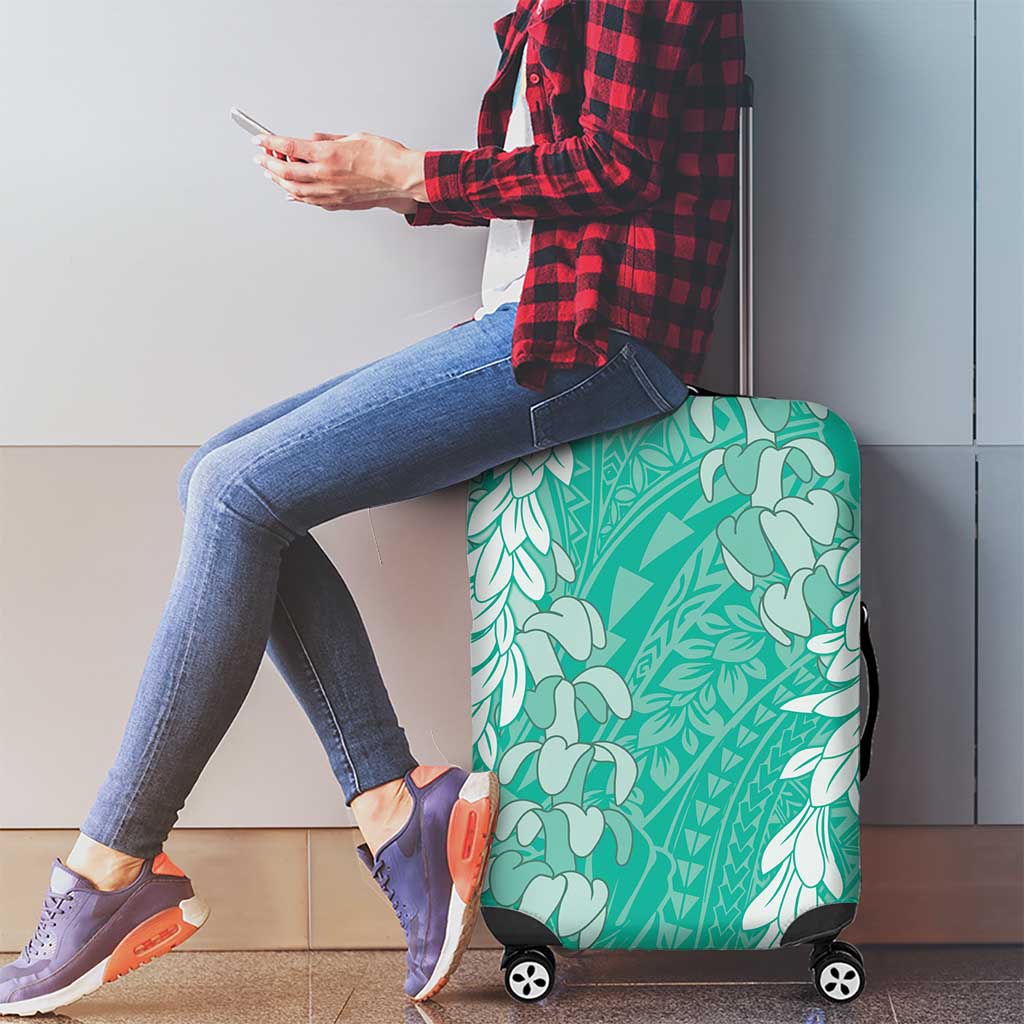 Puakenikeni and Maile Lei Luggage Cover Sage Green Double Strand Lei
