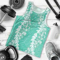Puakenikeni and Maile Lei Men Tank Top Sage Green Double Strand Lei
