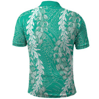 Puakenikeni and Maile Lei Polo Shirt Sage Green Double Strand Lei