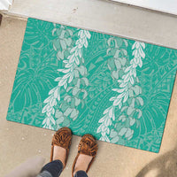 Puakenikeni and Maile Lei Rubber Doormat Sage Green Double Strand Lei