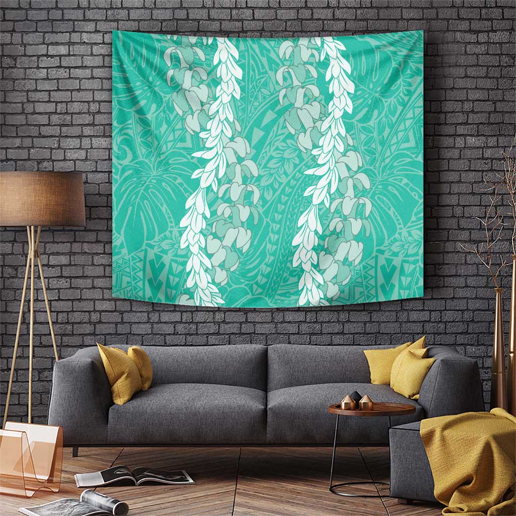Puakenikeni and Maile Lei Tapestry Sage Green Double Strand Lei