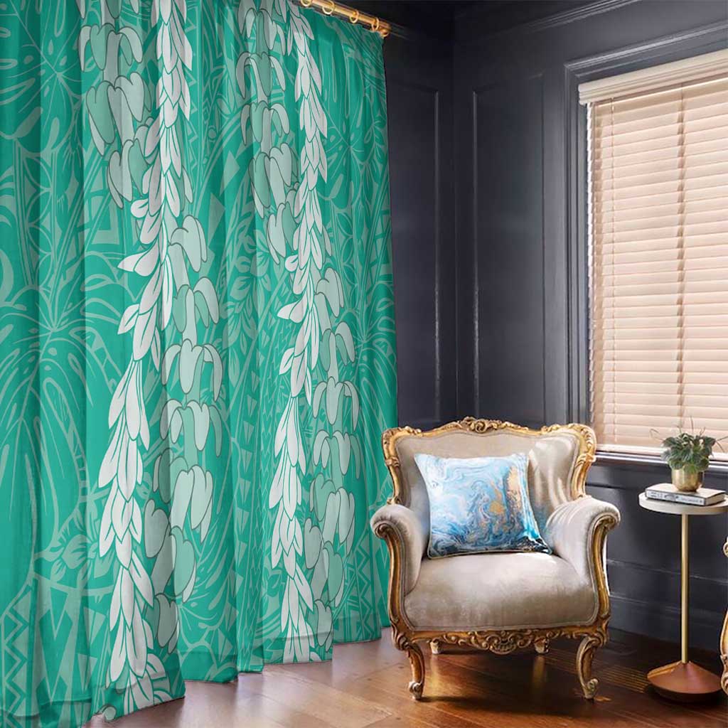 Puakenikeni and Maile Lei Window Curtain Sage Green Double Strand Lei LT9 - Polynesian Pride