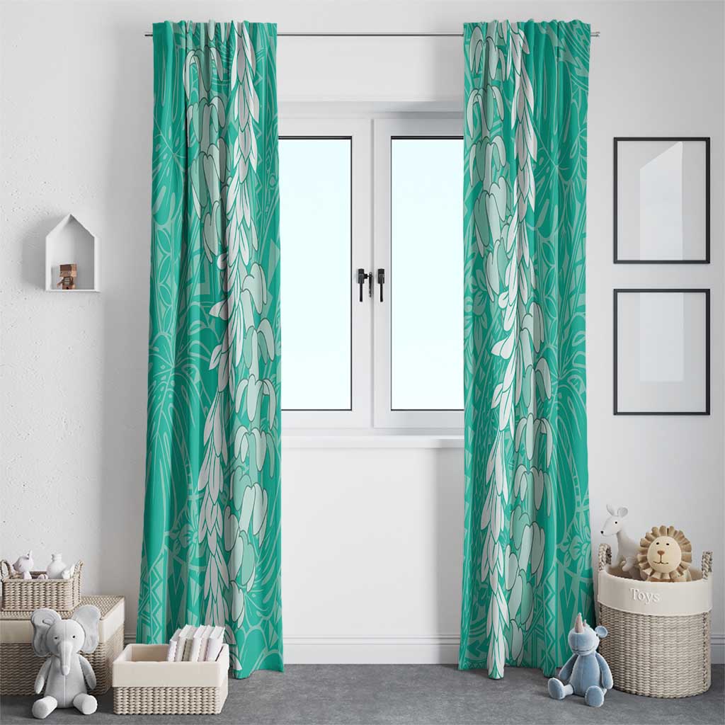 Puakenikeni and Maile Lei Window Curtain Sage Green Double Strand Lei LT9 - Polynesian Pride