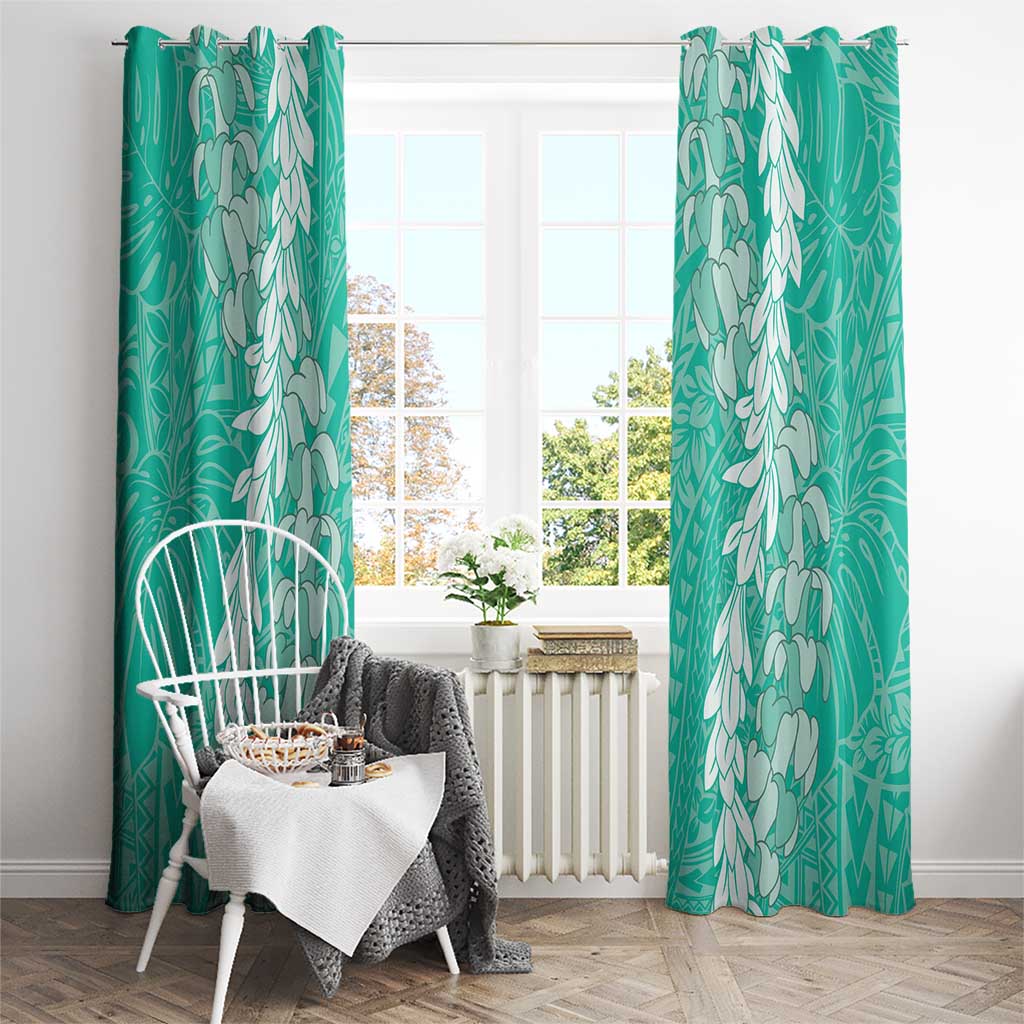 Puakenikeni and Maile Lei Window Curtain Sage Green Double Strand Lei LT9 - Polynesian Pride