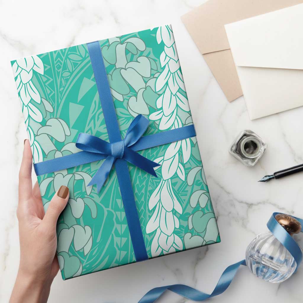 Puakenikeni and Maile Lei Wrapping Paper Sage Green Double Strand Lei - Polynesian Pride