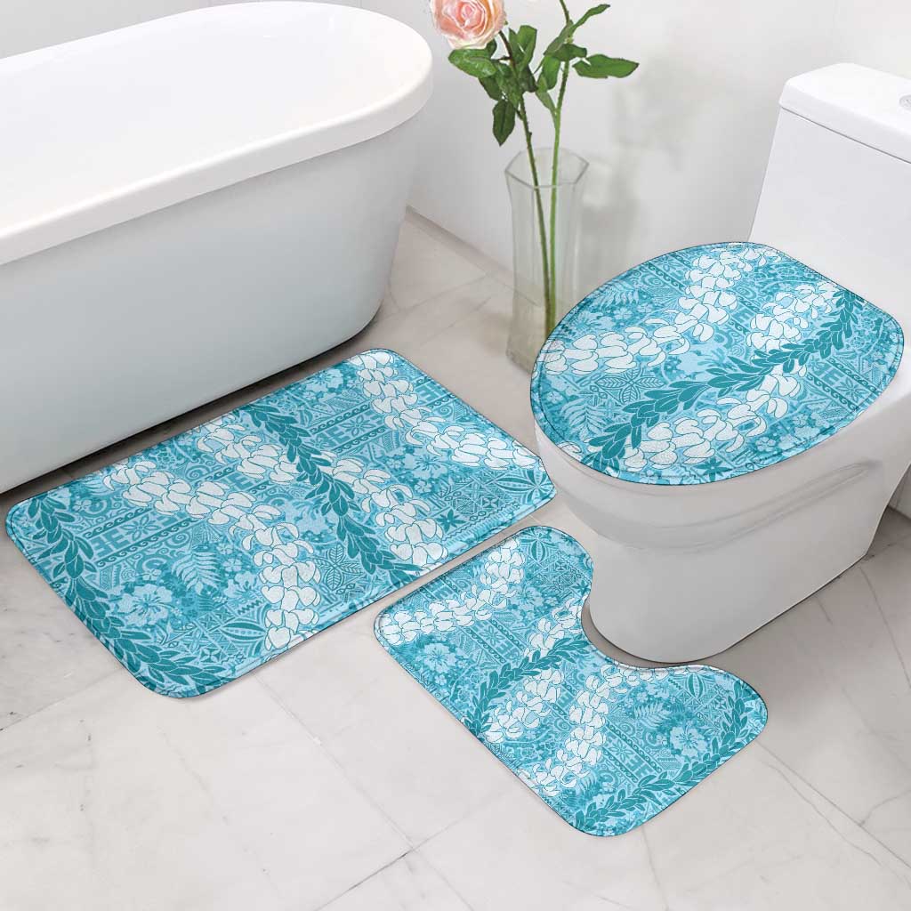 Blue Puakenikeni and Maile Lei Bathroom Set Hawaiian Style Tribal Tapa Double Strand Lei - Polynesian Pride