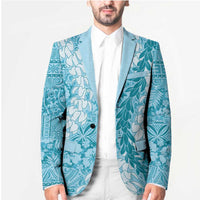 Blue Puakenikeni and Maile Lei Blazer Hawaiian Style Tribal Tapa Double Strand Lei - Polynesian Pride