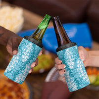 Blue Puakenikeni and Maile Lei 4 in 1 Can Cooler Tumbler Hawaiian Style Tribal Tapa Double Strand Lei LT9 - Polynesian Pride