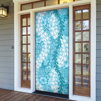 Blue Puakenikeni and Maile Lei Door Cover Hawaiian Style Tribal Tapa Double Strand Lei - Polynesian Pride