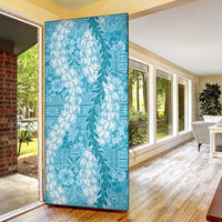 Blue Puakenikeni and Maile Lei Door Cover Hawaiian Style Tribal Tapa Double Strand Lei - Polynesian Pride
