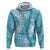 Blue Puakenikeni and Maile Lei Hoodie Hawaiian Style Tribal Tapa Double Strand Lei