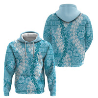 Blue Puakenikeni and Maile Lei Hoodie Hawaiian Style Tribal Tapa Double Strand Lei