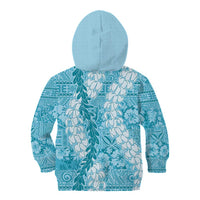 Blue Puakenikeni and Maile Lei Kid Hoodie Hawaiian Style Tribal Tapa Double Strand Lei LT9 - Polynesian Pride