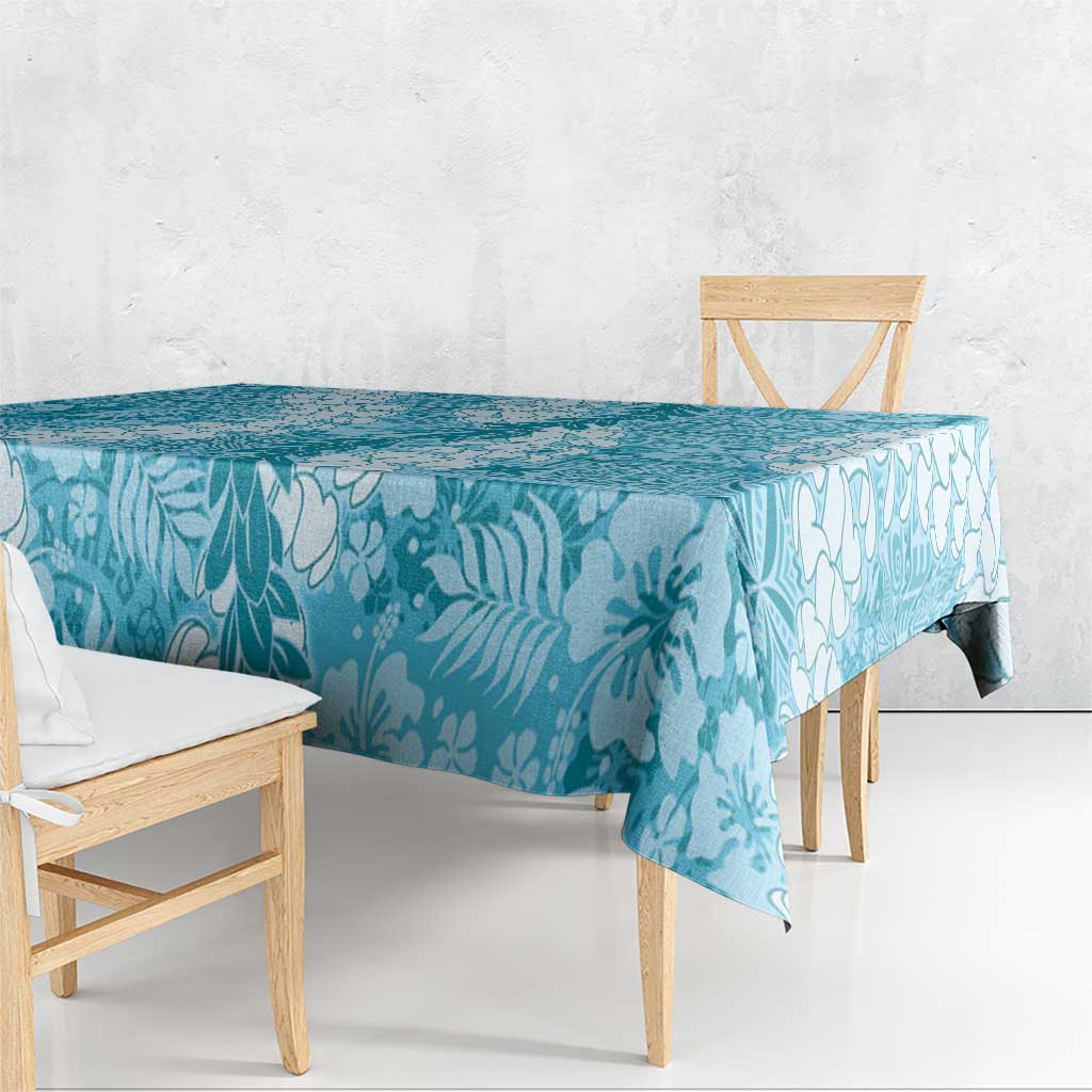 Blue Puakenikeni and Maile Lei Tablecloth Hawaiian Style Tribal Tapa Double Strand Lei