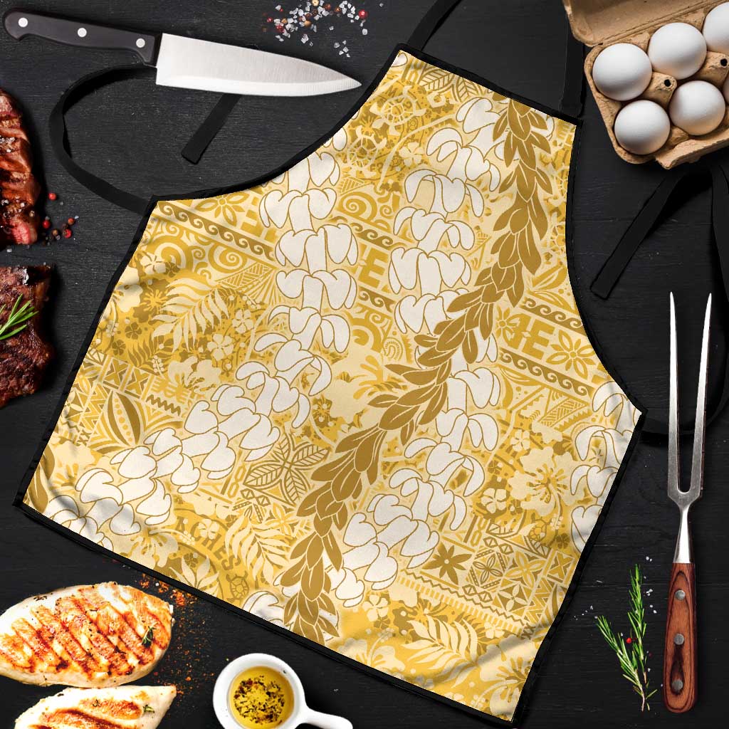 Gold Puakenikeni and Maile Lei Apron Hawaiian Style Tribal Tapa Double Strand Lei - Polynesian Pride