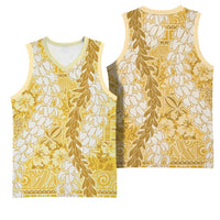 Gold Puakenikeni and Maile Lei Basketball Jersey Hawaiian Style Tribal Tapa Double Strand Lei LT9 - Polynesian Pride