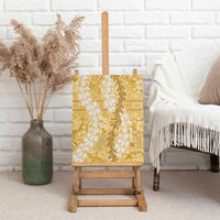 Gold Puakenikeni and Maile Lei Canvas Wall Art Hawaiian Style Tribal Tapa Double Strand Lei