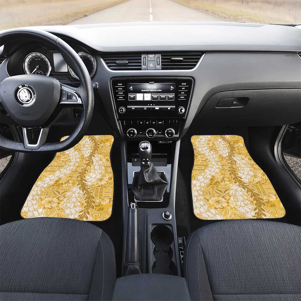 Gold Puakenikeni and Maile Lei Car Mats Hawaiian Style Tribal Tapa Double Strand Lei