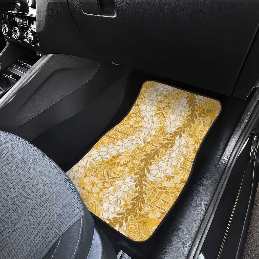 Gold Puakenikeni and Maile Lei Car Mats Hawaiian Style Tribal Tapa Double Strand Lei