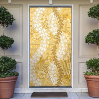 Gold Puakenikeni and Maile Lei Door Cover Hawaiian Style Tribal Tapa Double Strand Lei LT9 Gold - Polynesian Pride