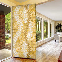 Gold Puakenikeni and Maile Lei Door Cover Hawaiian Style Tribal Tapa Double Strand Lei LT9 - Polynesian Pride
